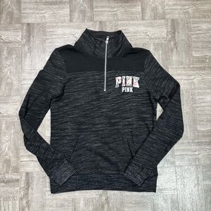 PINK Victoria's Secret Black/Grey Pullover Sweatshirt Quarter Zip Size XS